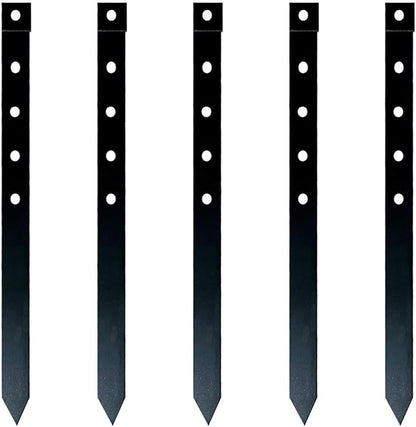 24Pcs Metal Garden Landscape Edging Stakes Black,10in anchoring Stakes Landscape Anchoring Spikes for Terrace Board, Grass Barrier, Landscape Edging Coil, Garden Liner, Bender Board