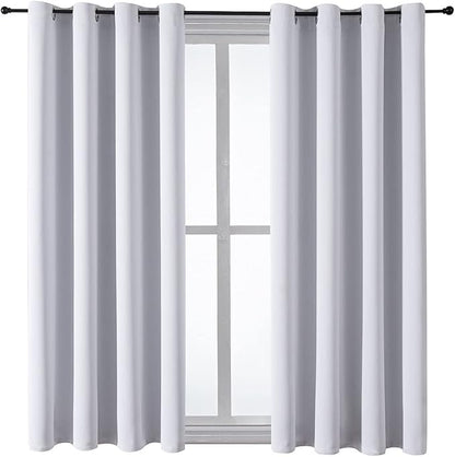 ChrisDowa Grommet Room Darkening Curtains for Bedroom and Living Room - 2 Panels Set Thermal Insulated Blackout Curtains (Greyish White, 52W x 54L)