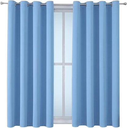 ChrisDowa Grommet Room Darkening Curtains for Bedroom and Living Room - 2 Panels Set Thermal Insulated Blackout Curtains (Sky Blue, 52W x 45L)