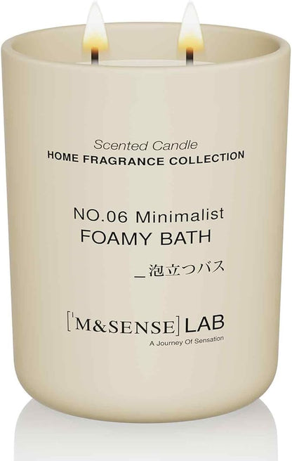 M&SENSE Natural Soy Candle| Foamy Bath | 16.6 oz, 95H Burn | Minimalist Scented Candle for Relaxation, Gifting, Home Décor | for Bedroom, Office, Party Large