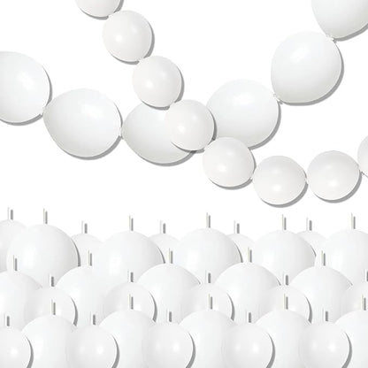 White Quick Link Balloons, 120PCS Linking Balloons for Making Balloon Wall Balloon Arch Balloon Chains, Pearl Balloons for Wedding Birthday Baby Shower Graduation Grad Party Decorations (6+10inch)