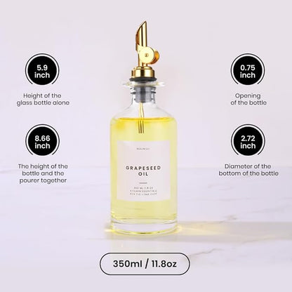 Molimoli Glass Oil Dispenser Bottle for Kitchen, Weighted Pourer, Olive Oil Cruet | 350ml, Set of 1