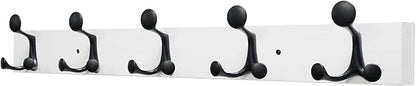SKOLOO 30-Inch White Wood Coat Rack Wall Mount with 5 Triple Hooks - Ideal for Family Entrances, Classrooms, and Pet Supplies Storage - Perfect Coat Hooks for Wall