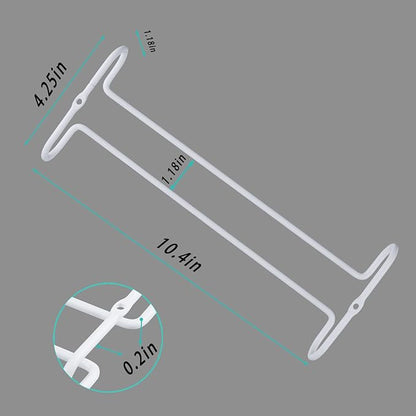 set 2 White Wine Glass Rack Under Cabinet Shelf 10 Inch Stemware Storage Hanging Hanger Organizer Glasses Holder with Drying Under Counter Metal for Kitchen and Bar