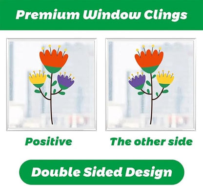 Set of 93 PCS Hello Spring Summer Window Cling Sticker Daisy, Sunflower, Birds, and Butterfly Window Stickers, Spring and Summer Decor, Home, Shop, Party Window Glass Display Stickers