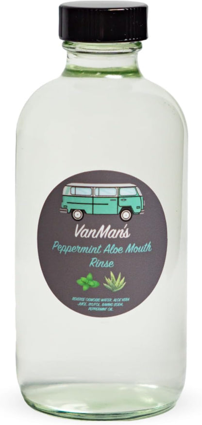 Vanman's - VanMan's Peppermint Aloe Mouth Rinse (8 Ounce) - Aloe, Fresh Mint Remineralizing Mouthwash for Gum Health, Bad Breath and Dry Mouth