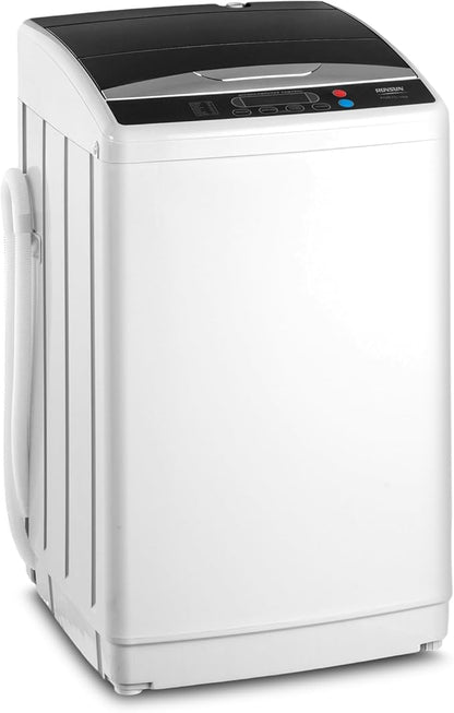 ROVSUN 25LBS Portable Washing Machine, Full-Automatic Electric Laundry Machine with Stainless Steel Drum, 110V Compact Washer, Washer and Spin Dryer Combo with Drain Pump for Apartment, Dorm, Home
