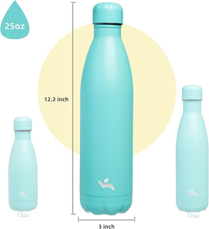 Insulated Water Bottles,25 oz Double Wall Stainless Steel Vacumm Metal Flask for Sports Travel,Turquoise