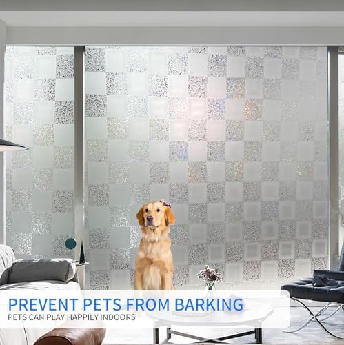 Window Film Privacy Day and Night with Installation Tools, Static Cling Glass Film Ideal for Home Shower Office Glass Door (White, 35.4 x 196.9 Inch)