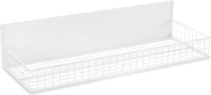 Magnetic Storage Basket, Magnetic Shelf for Fridge,Magnetic Spice Rack Wire Mesh Magnetic Organizer Holder Accessories for Office Kitchen Classroom Storage, White, 13.77" x 5.11" x3.26"