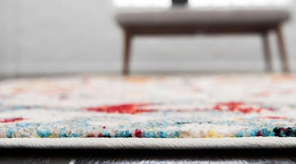 Unique Loom Rosso Collection Vintage, Geometric, Bohemian, Traditional, Distressed, Southwestern Area Rug, 5' 0" x 8' 0", Multi/Ivory