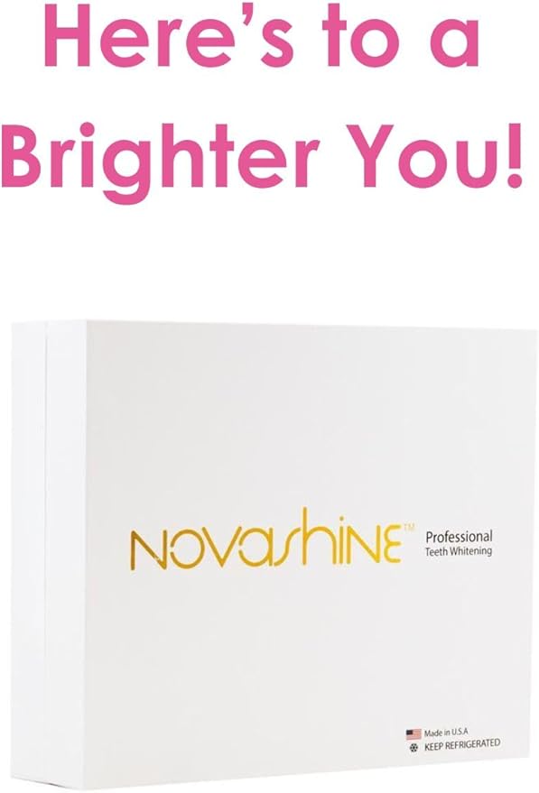 Novashine Professional Teeth Whitening Kit: Advanced Blue LED Light, Concentrated Peroxide Gel, Smartphone Adapter, Travel Bag