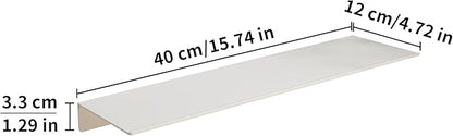JOOM White Metal Floating Shelf - Small Bathroom Display Shelf for Wall Storage (White, 16 in)