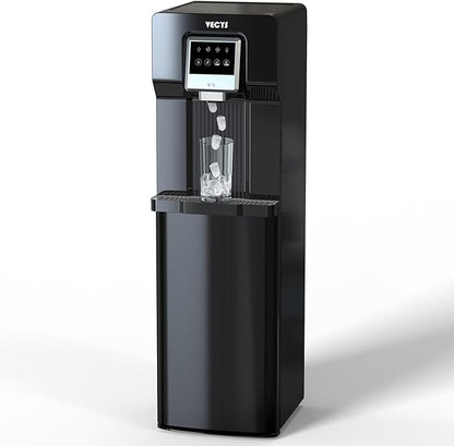 VECYS Bottom Loading Water Cooler with Ice Maker, Cold Water Supply with 18LBS Daily Ice Making, Compatible with 3 or 5 Gallon Bottles, Ideal for Home and Office (No Hot Water)