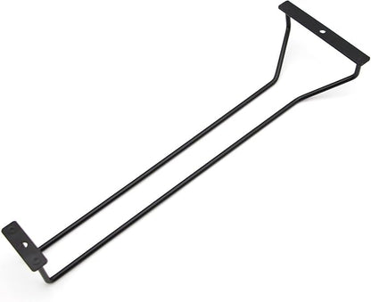 14-Inch Black Wine Glass Rack, Under Cabinet Wine Glass Holder, Stemware Rack, Hanging Stemware Holder, Set of 2