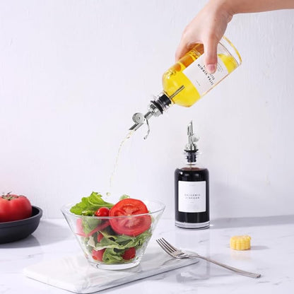 Molimoli Olive Oil Dispenser Bottle for Kitchen, Oil Dispenser w. Weighted Pourer, Glass Bottle Dispenser for Kitchen, Olive Oil Cruet, Glass Olive Oil Bottle | 350ml, Set of 4