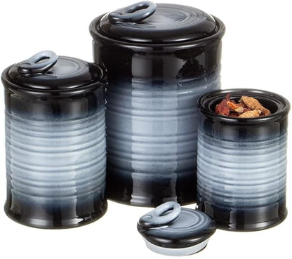 Nihow Ceramic Food Storage Jar Sets: Container with Air Tight Ceramic Lid for Flour/Sugar/Rice/Coffee/Cookies/Candy - Seal Damp-proof Canister for The Kitchen - Set of 3 （Gray）