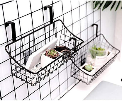 LeleCAT Basket with hook Grid Storage Basket, Hang it behind a door or on a railing, Over the Cabinet Door, Small, BLack,1 Pack