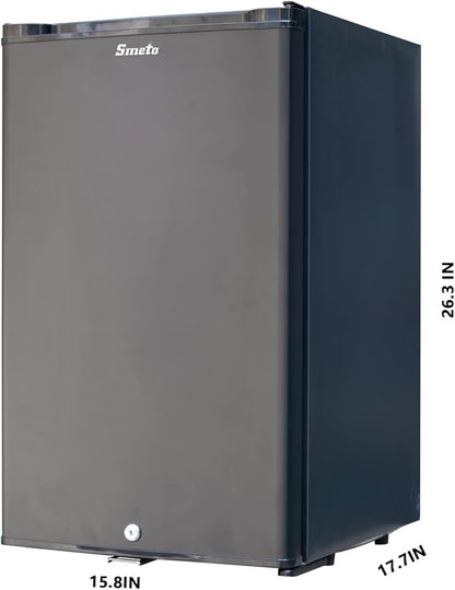 SMETA 12V RV Refrigerator 1.7 Cu.Ft Mini Camper Fridge with Lock and Key AC/DC 110V/12v Quiet Absorption Compact Refrigerator for RV Semi Truck Patio Car with Reversible Door Beverage Cooler, Black