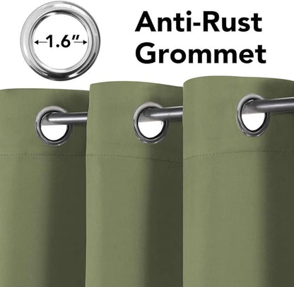 H.VERSAILTEX Blackout Window Treatment Curtains/Panels, Thermal Insulated Room Darkening Solid Grommet Drapes for Bedroom/Living Room Window (52 Inch by 108 Inch, Sage, Set of 2)