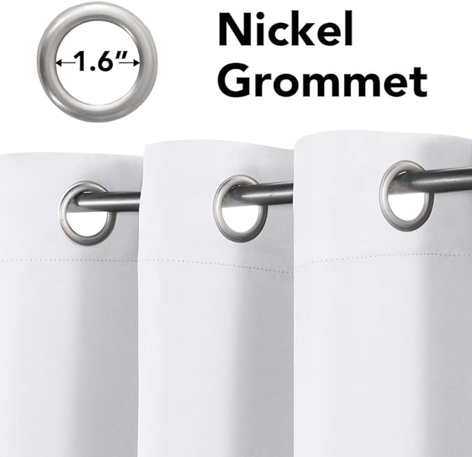H.VERSAILTEX Pure White Curtains 63 inch Length Window Treatment Panels for Living Room Thermal Insulated Grommet Curtain Drapes (Set of 2)