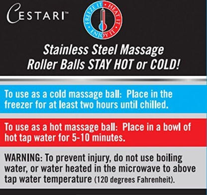 Massage Ball Hot Cold Roller Ball - Relieve Muscle Pain Fast - Stainless Steel Gel Balls for Heat or Ice Therapy-Feet Pain-Plantar Fasciitis-Back Ache-Myofascial Release–Deep Tissue Trigger Points