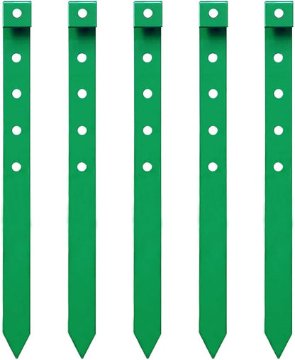 24Pcs Metal Garden Landscape Edging Stakes Green,10in anchoring Stakes Landscape Anchoring Spikes for Terrace Board, Garden Liner, Landscape Edging Coil,Bender Board,Grass Barrier