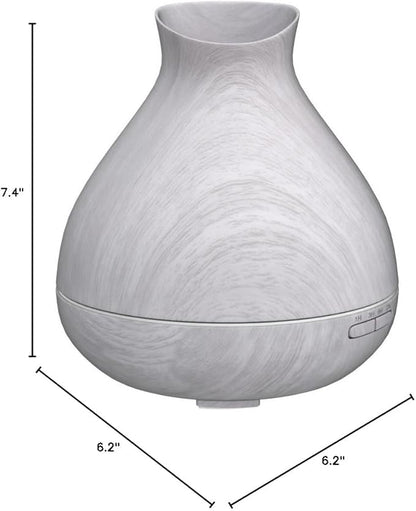 BZseed Aromatherapy Essential Oil Diffuser 550ml 12 Hours White Wood Grain Aroma Diffuser with Timer for Large Room, Home, Baby Bedroom, Waterless Auto Shut-Off, 7 Colors Lights Changing