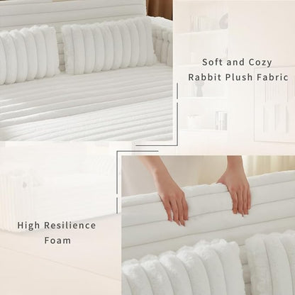 68.11" Corduroy Sleeper Chair Bed with USB Port, Cup Holders & Side Storage Pockets – 3-in-1 Foldable Sofa Bed for Guest Room, Living Room -White