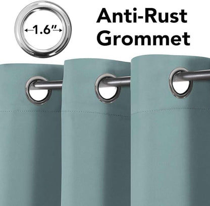 H.VERSAILTEX Window Treatment Blackout Thermal Insulated Room Darkening Solid Grommet Curtains/Drapes for Bedroom (Set of 2 Panels,52 by 63 Inch Long, Mineral Blue)