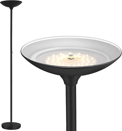 BoostArea Torchiere Floor Lamp, 30W Super Bright LED Standing Lamp, Stepless Dimmable Pole Lamp with 3000K Lighting, Rotary Switch, 70 Inch Tall Metal Modern Floor Lamps for Living Room/Bedroom Black