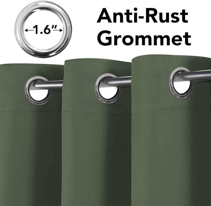 H.VERSAILTEX Ultra Soft Microfiber Thermal Insulated Antique Copper Grommet Blackout Curtains/Window Treatment Draperies 52 by 72 - Inch for Living Room/Bedroom,Set of 2 - Bronze Green