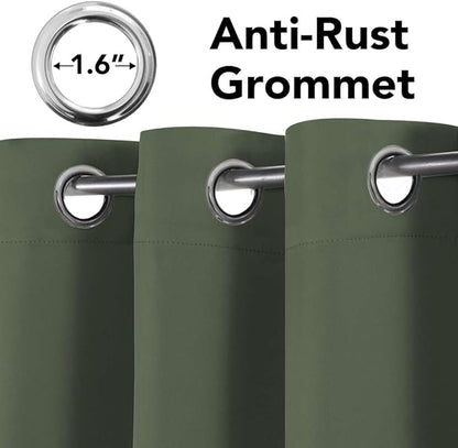 H.VERSAILTEX Ultra Soft Microfiber Thermal Insulated Antique Copper Grommet Blackout Curtains/Window Treatment Draperies 52 by 72 - Inch for Living Room/Bedroom,Set of 2 - Bronze Green