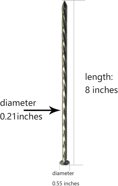 Camping Stakes Tent Pegs 9 Pack 8" Galvanized Non-Rust Metal Edging Spike, Garden Spiral Landscape Piles/Anchors for Paver Edging, Turf Stakes, House Construction, Carpentry Nail, Tent Stakes