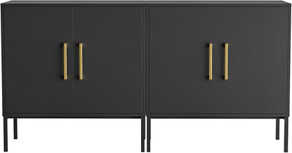 LYNSOM TV Stand for 55 Inch TV, Media Console Table with 2 Cabinets, Storage for Bedroom, Living Room, Entertainment Room (Black)