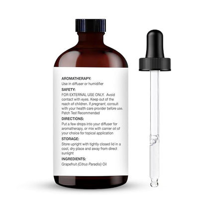 Majestic Pure Grapefruit Essential Oil with Glass Dropper - Huge 4 Fl Oz - 100% Pure and Natural Grapefruit Oil - Premium Grade Essential Oils for Diffuser, Aromatherapy, Soap and Candle Making