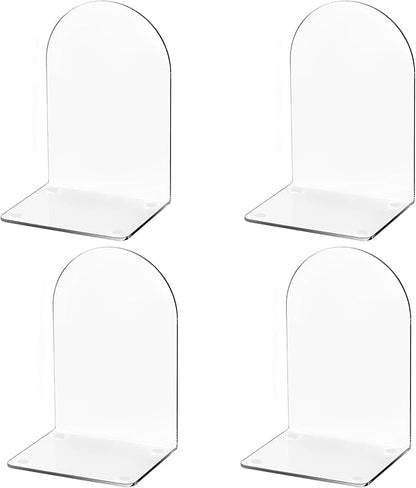 Lulonpon 4 Pieces Book Ends, Bookends, Books End for Shelves, Books End for Heavy Books, Clear Bookends, Acrylic Book Ends for School, Library,Desktop Organizer and Book Shelves