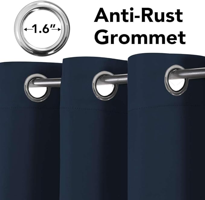 H.VERSAILTEX Blackout Curtains for Bedroom Thermal Insulated Room Darkening Living Room Curtains 84 Inch Long Grommet Privacy Protection Window Curtain Panels/Drapes for Nursery, 2 Panels, Navy Blue