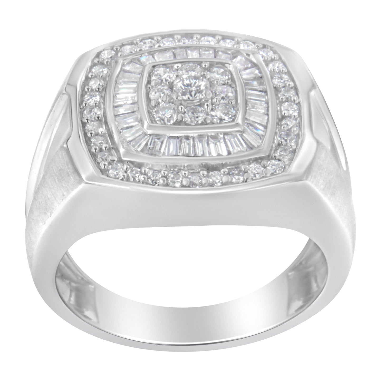 14K White Gold Men's 1 CTTW Diamond Band Ring
