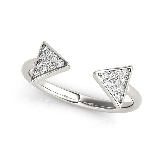 Bague ouverte en or blanc 14 carats avec motif de flèche et diamants (0,20 carat au total)