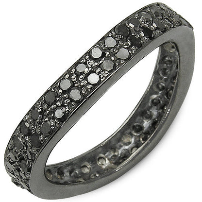 1.11 Carat Genuine Black Diamond .925 Sterling Silver Ring