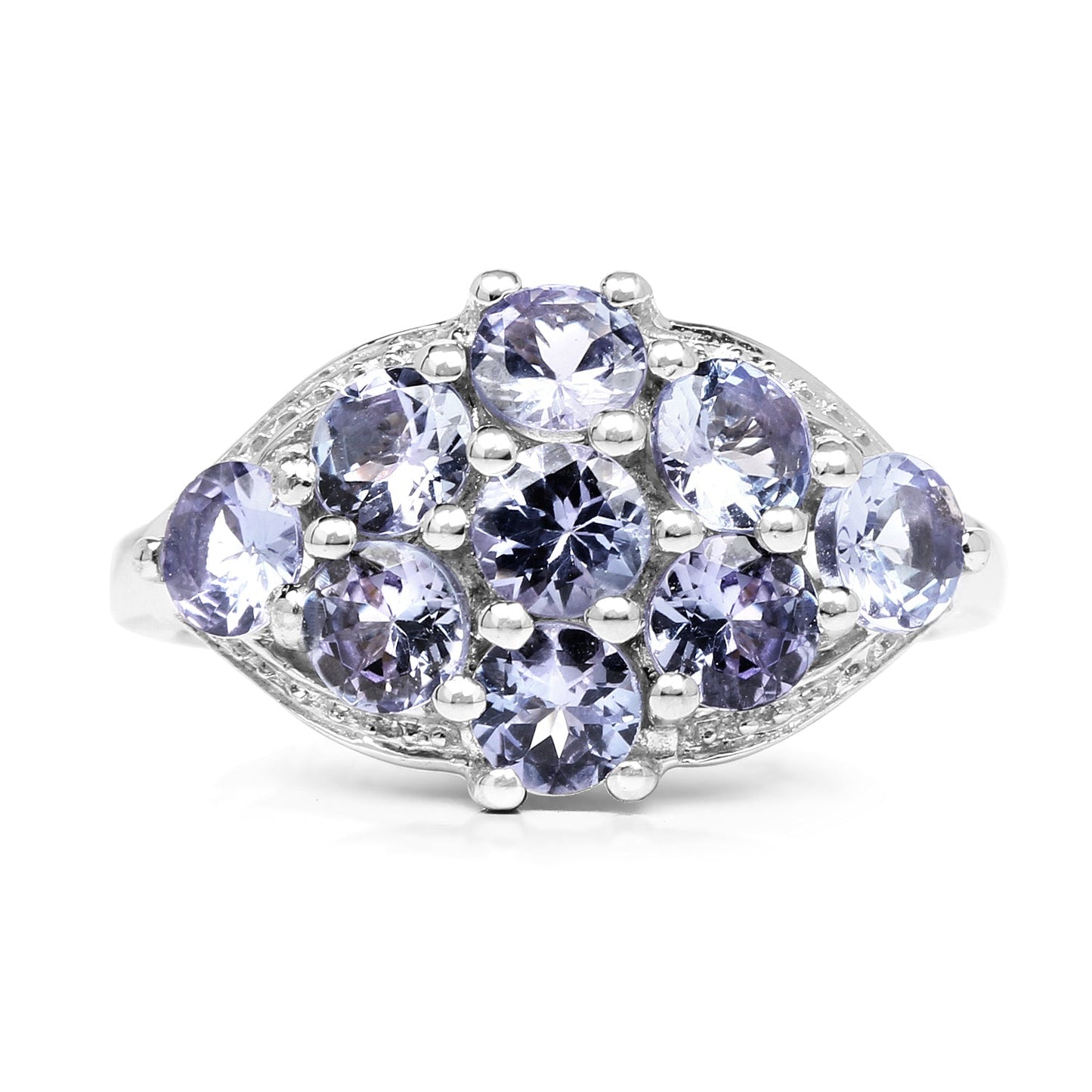 2.07 Carat Genuine Tanzanite .925 Sterling Silver Ring