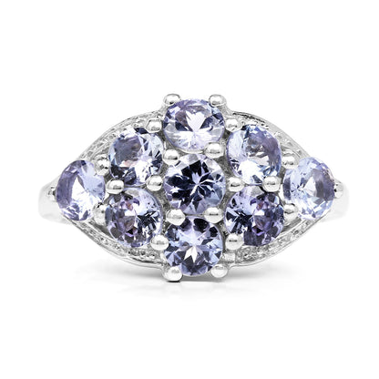 2.07 Carat Genuine Tanzanite .925 Sterling Silver Ring