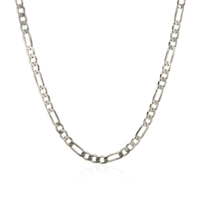 3.0mm 14k White Gold Solid Figaro Chain