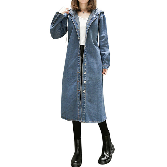 Gabardina fina de mezclilla con capucha