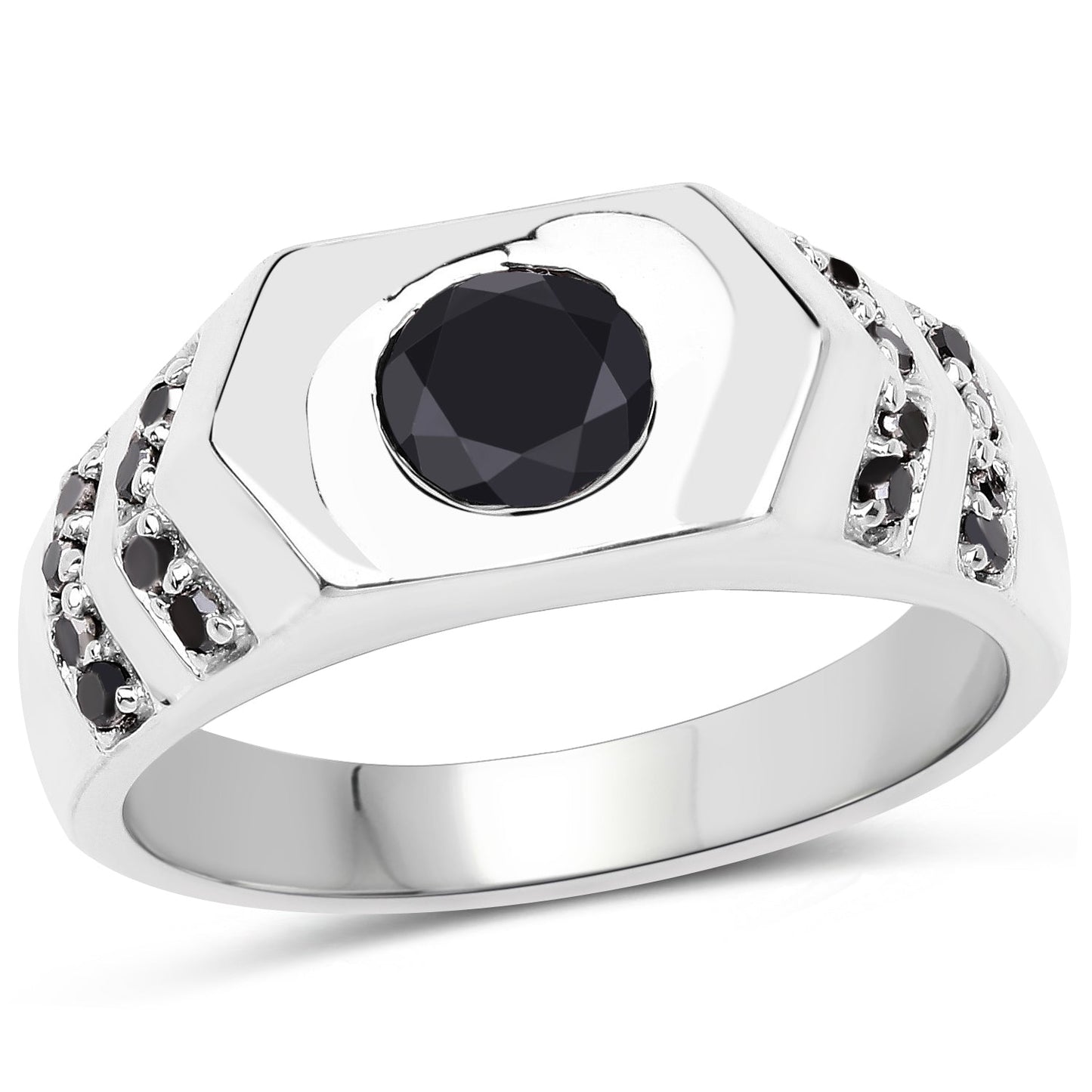 1.53 Carat Genuine Black Diamond .925 Sterling Silver Ring