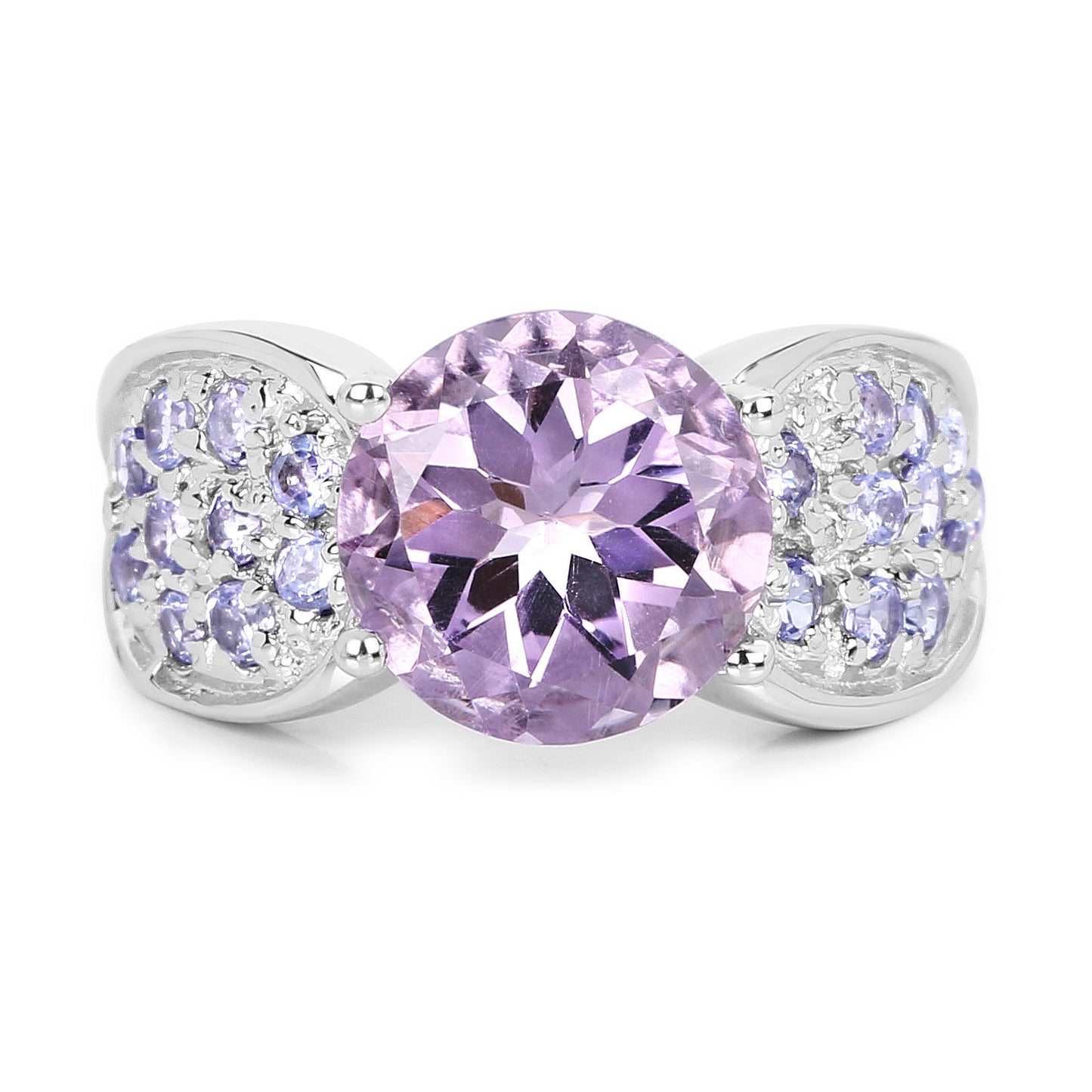4.07 Carat Genuine Amethyst & Tanzanite .925 Sterling Silver Ring