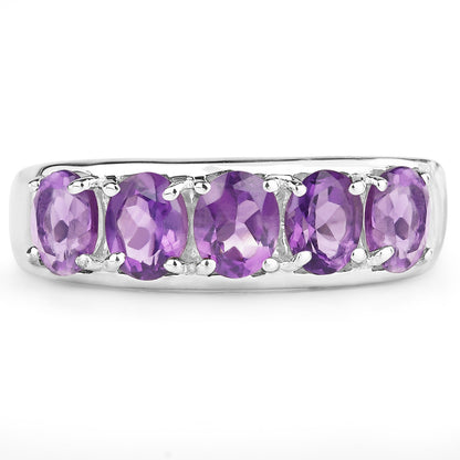 1.70 Carat Genuine  Amethyst .925 Sterling Silver Ring