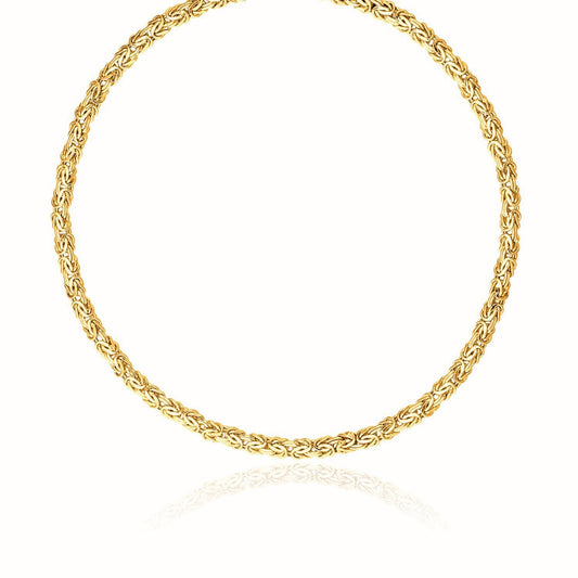Collier fantaisie en chaîne byzantine or jaune 14 carats