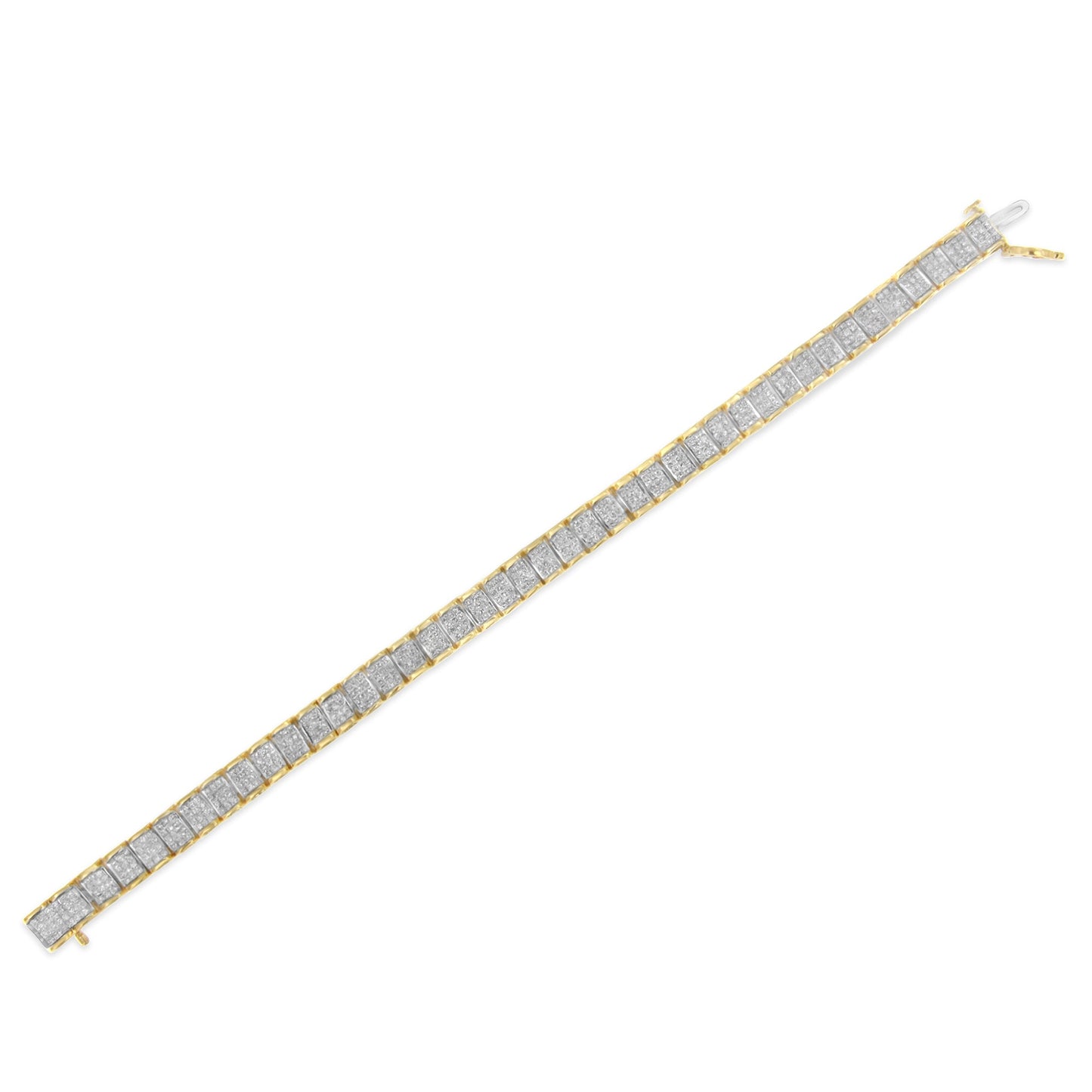14K Yellow Gold 5.0 Cttw Invisible Set Princess-cut Diamond Buckle Link Tennis Bracelet (H-I Color, SI2-I1 Clarity) - Size 7.25"